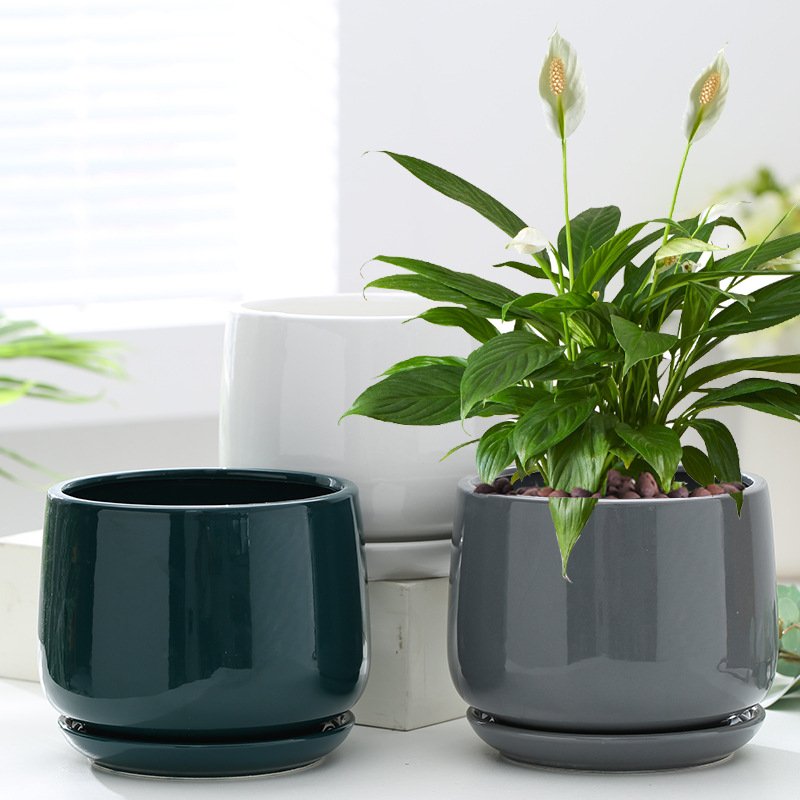Ceramic Plant Pot with Saucer