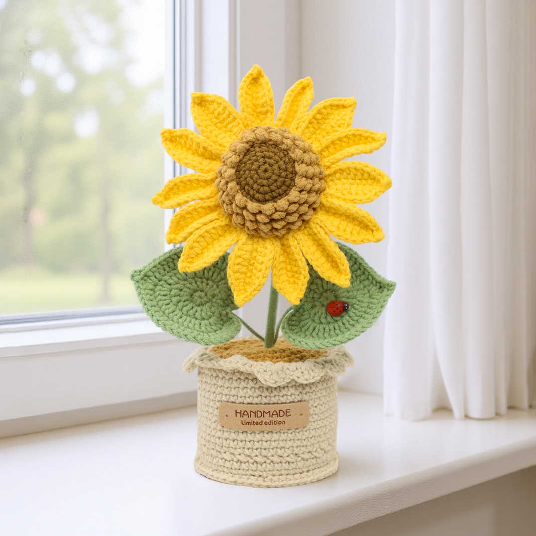 Crochet Sunflower Pot