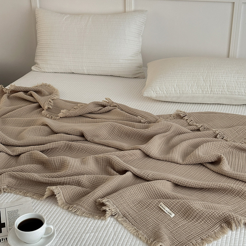 Linen-Look Tassel Throw