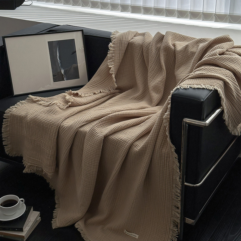 Linen-Look Tassel Throw